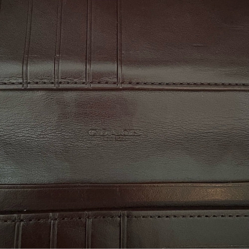 COACH Continental Wallet in Refined Leather with Oxblood Gold Accents - Picture 12 of 15